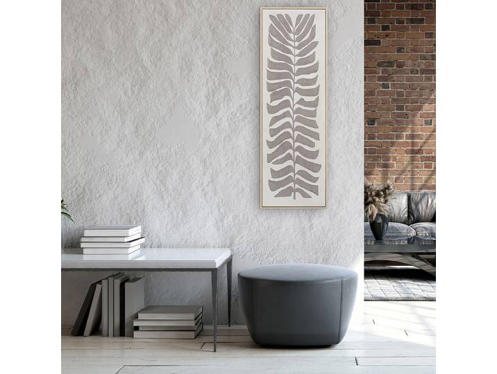 Leinwandbild Bright Leaves Mischgewebe Grau 55 x 120 x 3cm