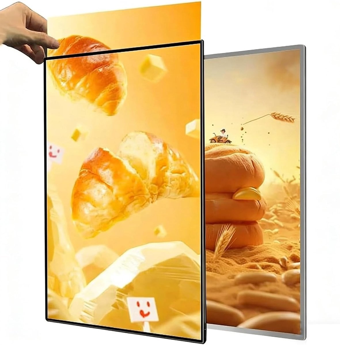 Zilveren Posterframe met LED Lichtbak en Uittrekbaar Design voor Reclame, B/D/H: 60 x 120 cm