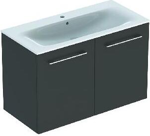 Geberit Selnova Square - Waschbeckenschrank 635x538x480 mm, mit Waschbecken, 2 Türen, Lava matt 501.261.00.1