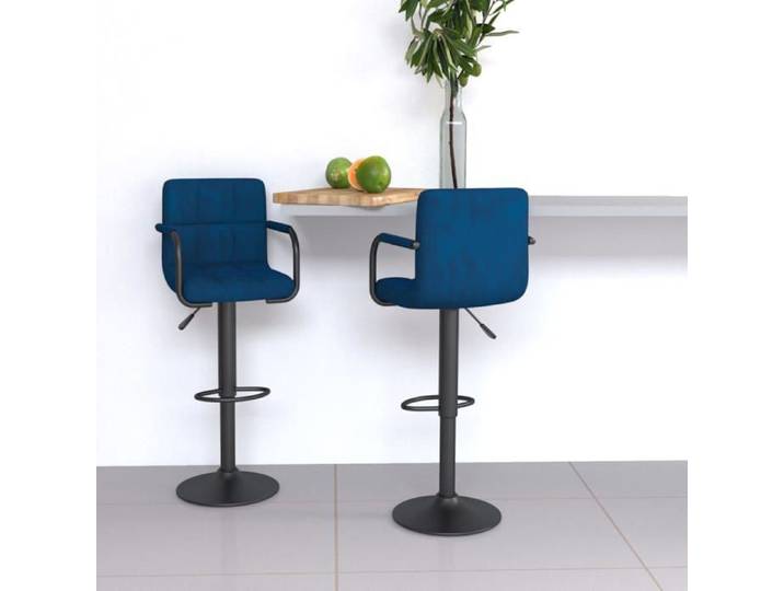 SOLDES d'Automne Lot de 2 Tabourets de bar - Tabourets Hauts pour Bar-Cuisine - bleu velours - 48x47x111cm 167