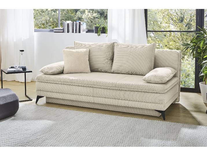 Schlafsofa JOCKENHÖFER GRUPPE Laurin, B: 202 cm, Liegefl. 158x200 cm, Dauerschläfer , beige, B:202cm T:105cm, Korpus: 100% Polyester;Kissen: 100% Polyester, Sofas, Schlafsofa, mit Schlaffunktion, Bettkasten, Kaltschaumtopper &1 Zierkissen