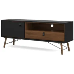 Ebuy24 Rye TV Tisch 1 Tür, 1 Schublade mattschwarz, wallnuss Dekor.