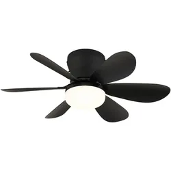 LED Deckenventilator Ventilator Wohnzimmerlampe Dimmbar Schwarz Metall Ø 51 cm