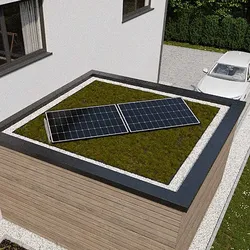 900 kWp GartenPV System inkl. Wattstone 15 Grad Flachdachaufständerung aus Feinbeton Anthrazit
