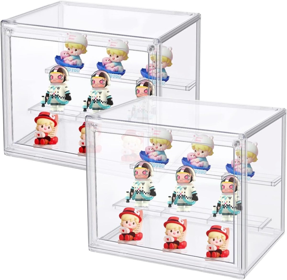 SnelShoppen Acryl Display Case - Transparante Vitrine met Deur en 2 Laagse Opslag voor Actiefiguren en Modelauto's
