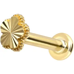 14 Karat Gold Labret mit Push Fit BLUME