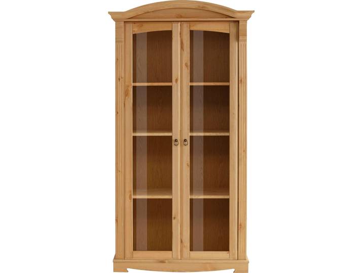 Vitrine GOODPRODUCT Anna, Standvitrine, Vitrinenschrank, Glasvitrine , beige (natur), B:97cm H:188cm T:46cm, Massivholz, Schränke, Vitrine, mit Glastüren, Höhe 188 cm, Massivholz, mit Zierfräsungen, FSC