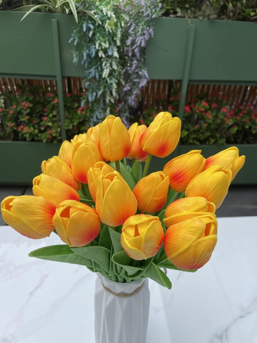 Kunsttulpen Boeket Oranje - 20 stuks - PU Materiaal - Woondecoratie