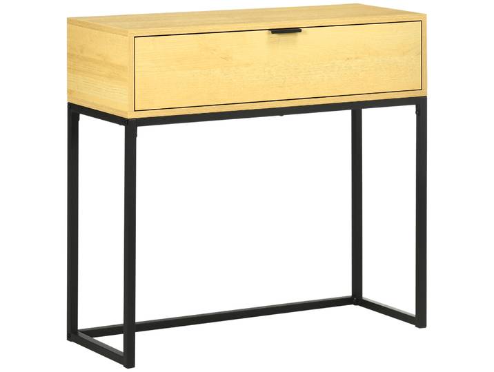 Console de salle de bain MCOM avec tiroir, pieds en acier pour allée, naturel, 80x30x76 cm