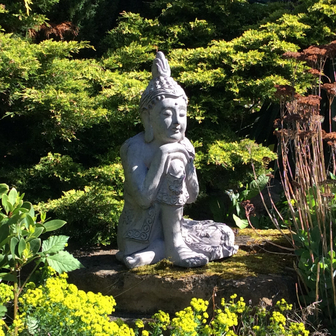Bloomsbury Market Elegant Ilan Buddha Statue Sitting Pose – Resin Sculpture for Indoor or Outdoor Home and Garden Display 35cm H X 25cm W X 25cm D