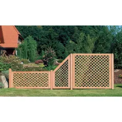 Zaunfeld Rankgitter 5 – Rankzaun aus Douglasie, naturbelassen – diagonales Gitter 98,5 x 178,5 cm  – Rankhilfe für Garten und Terrasse