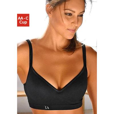 Sport-Push-up-BH LASCANA ACTIVE, Damen, Gr. 75, Cup D, schwarz, Microtouch, Obermaterial: 85% Polyamid, 15% Elasthan, BHs, mit Bügel und eingearbeiteten Push-up-Kissen