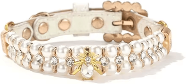 Inspire Curations Princess Pearl Rhinestone Pet Collar For Cats & Small Dogs white xs