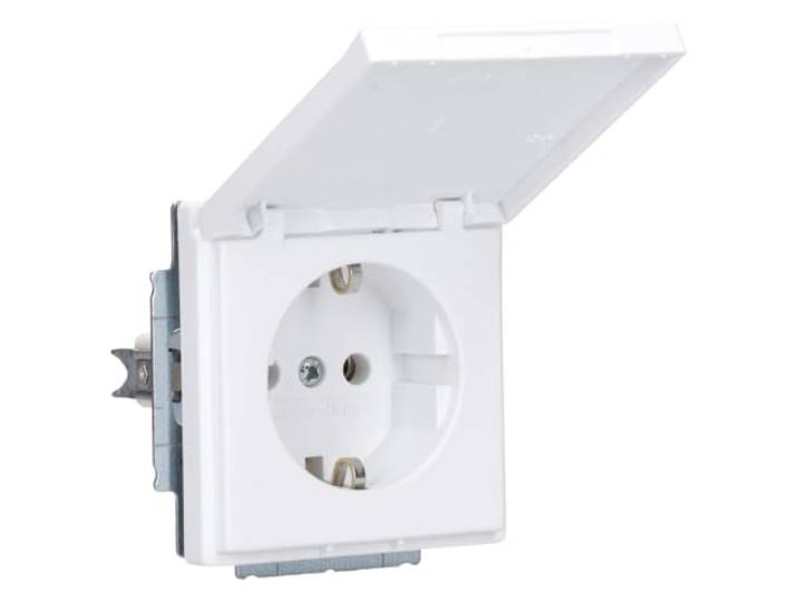 Busch-Jaeger 20 EUK-884 SCHUKO contactdoos met klapdeksel (kunststof (gelakt)) Studiowit mat 2CKA002018A1494
