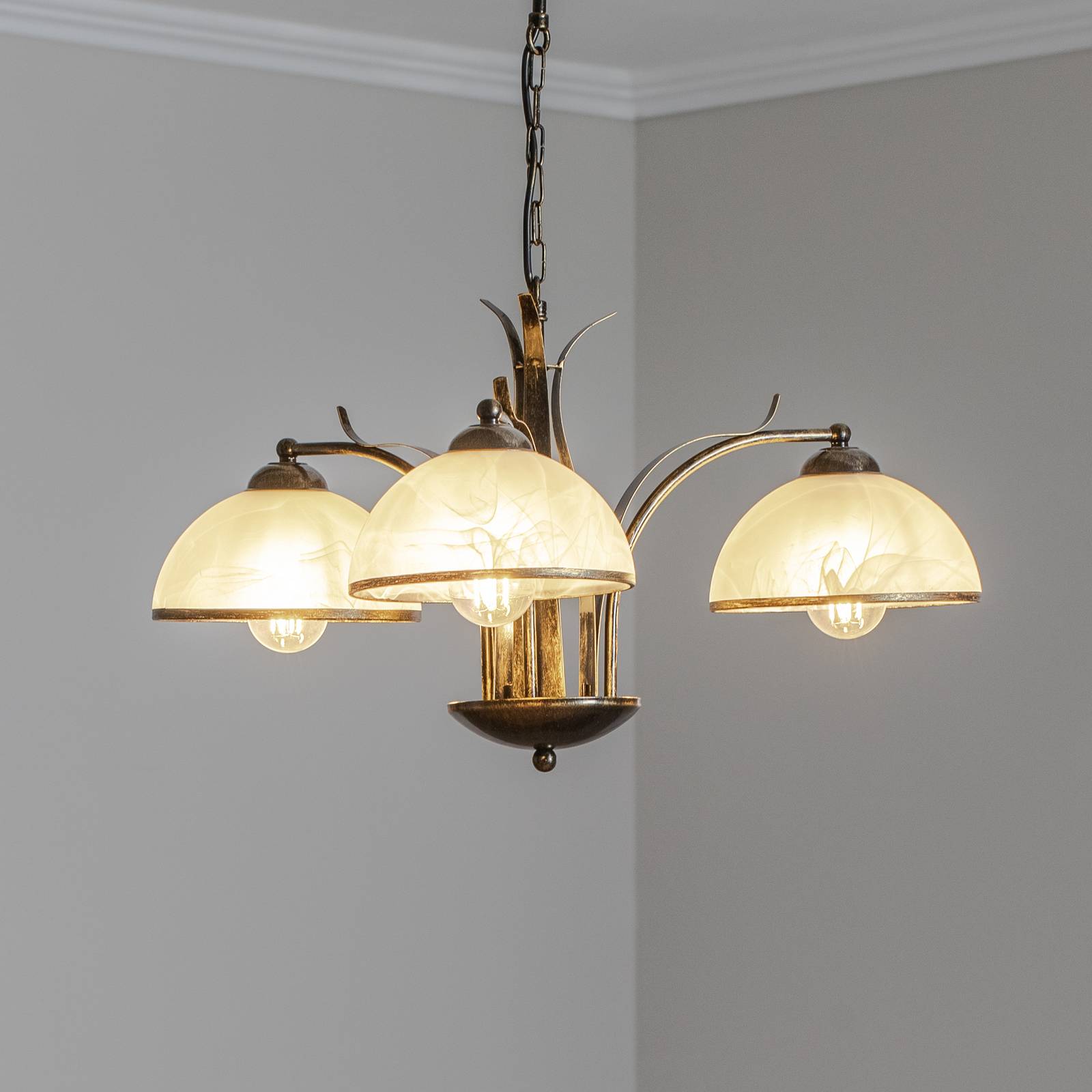 Kronleuchter Korfu Luminex, dimmbar, messing / gold, für Wohn- / Esszimmer, Metall, Antik, Kronleuchter