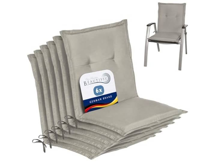 Beautissu Coussins de Jardin de Chaise Dossier Bas extérieur Set 100x50x6cm gris claire épais confortable coussin NL noyau mousse galette Loft