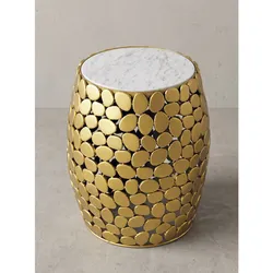 Beistelltisch Marmor Gold-Weiß Ø 40x46 cm - DIEMEL   Kadima Design