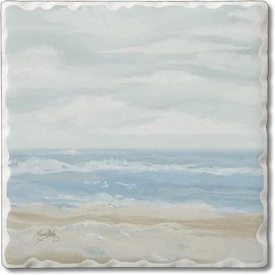 CounterArt Absorbent Stone Tumbled Tile Coasters, Calm Sea, Set of 4