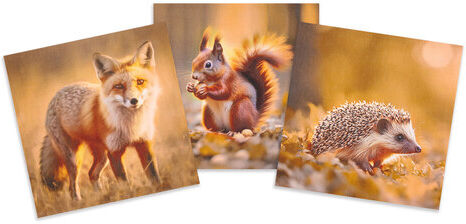 Canvas-Coupon "Herbstliche Tiere", braun-color