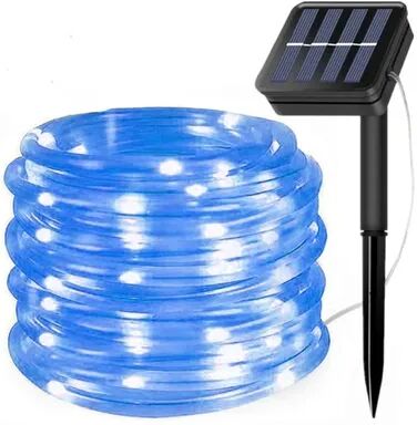 Friendly Fresh Finds Solar Rope Light For Outdoors Waterproof LED Fairy Lights For Garden, Yard, Pathway, And Christmas Decor blue Light 12m100leds