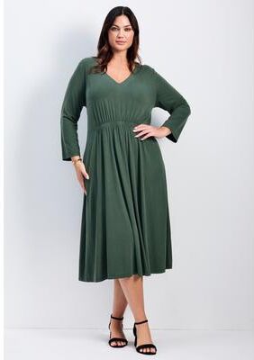 Plus Size Women's Laid Back Knit Dress by Avenue in Olive (Size 26/28)