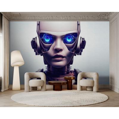 Fototapete LIVING WALLS "Walls by Patel 5 Fototapete Futuristischer Roboter", bunt (grau), B:4m H:0m L:2,7m, Vlies, Tapeten, Futuristischer Roboter auf 200 g/m² Premium-Vlies