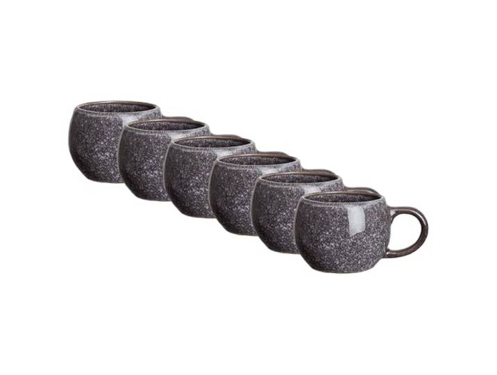 BUTLERS 6er Set Espressotassen Steinzeug - COTTAGE - spülmaschinenfest Farbe Schwarz - 180 ml - Mokkatasse für Espresso & Macchiato - Kaffeetasse mit reaktiver Glasur