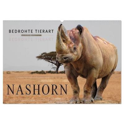 Bedrohte Tierart - Nashorn (Wandkalender 2026 DIN A2 quer), CALVENDO Monatskalender