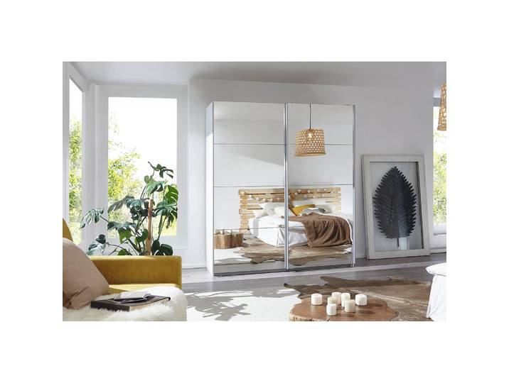 Armoire à portes coulissantes I 181cm Blanc/Blanc alpin Classic 2 miroir