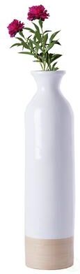 Uniquewise Elegant Black or White Cylinder Shaped Tall Spun Bamboo Floor Vases, Natural Bamboo Finish Heights of 31 and 23.5 Inches