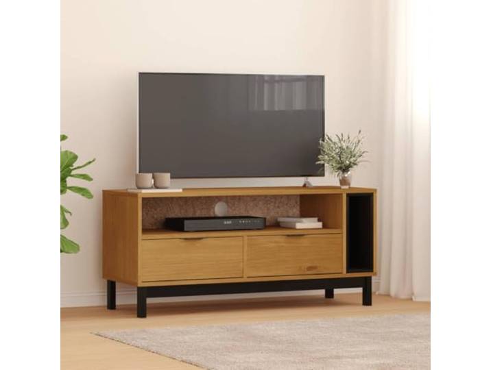TV-Schrank aus Massivholz Kiefer 110x40x50 cm Fernsehschrank mit Stauraum Massivholz Kiefer, robuste Konstruktion, Kabelloch, viel Stauraum, rustikales Design