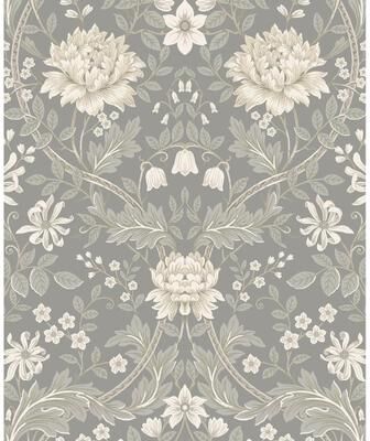 Seabrook Designs Honeysuckle Floral Pre-Pasted Wallpaper