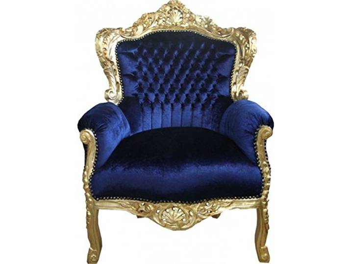 Casa Padrino Barock Sessel 'King' Royalblau/Gold