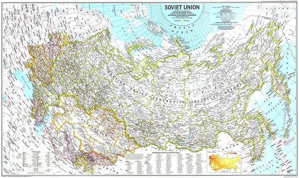 National Geographic Historic POD Carte de l'Union soviétique de 1990
