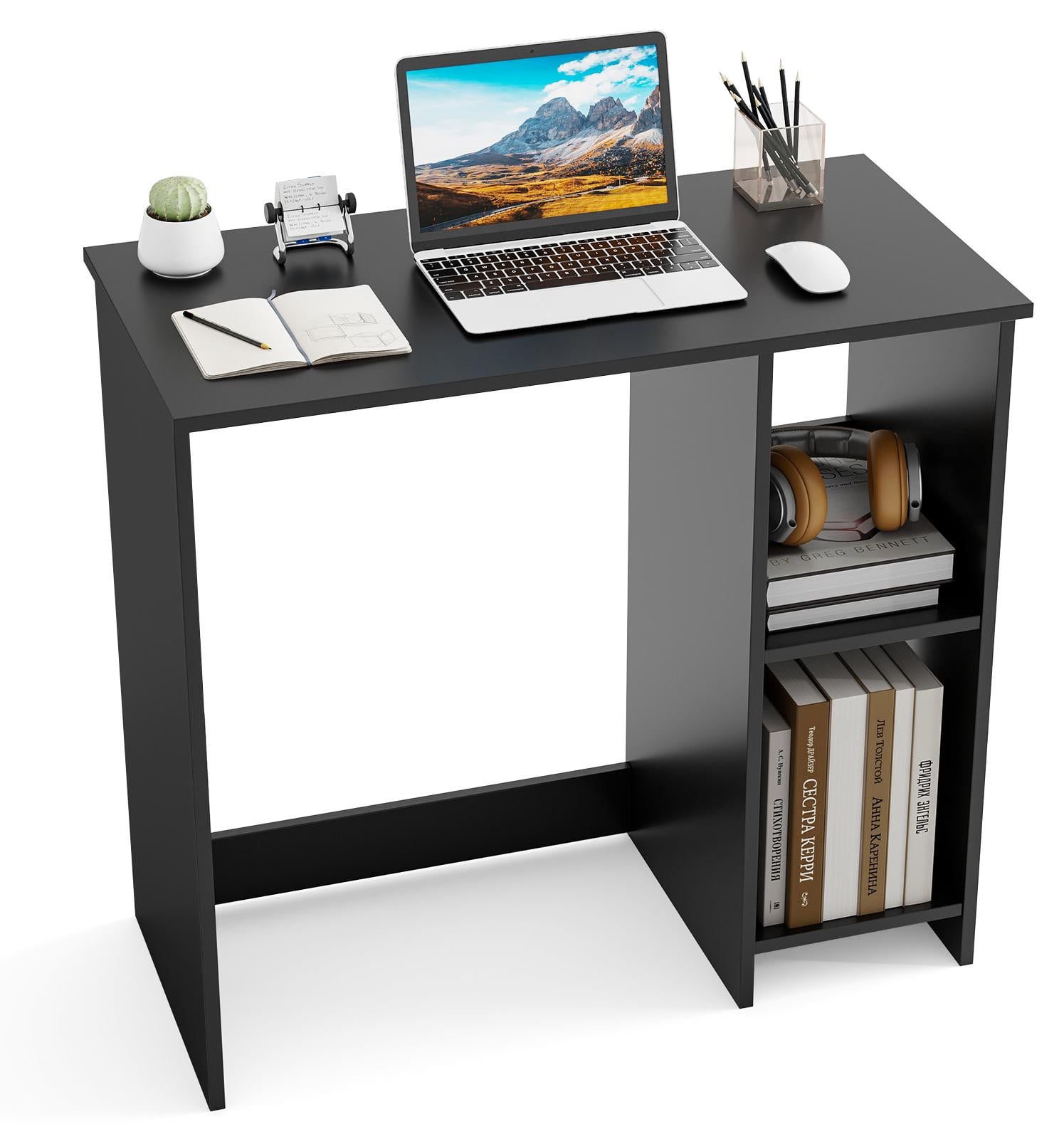 Costway Klein computerbureau met 2 vakken, zwart, B/D/H: 80 x 40 x 74 cm