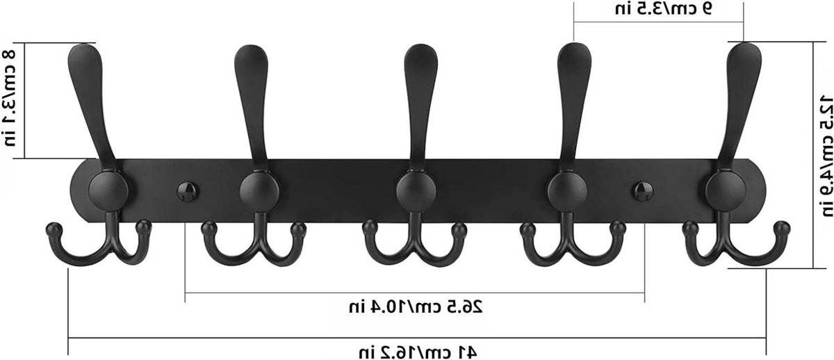 Set van 2 Wandhaken Kapstokken Zwart