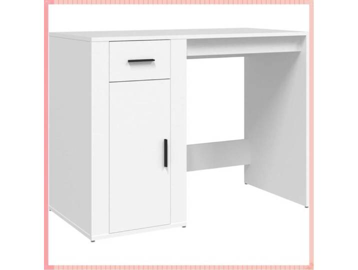 Bureau - Bois d'ingénierie - Rangement - Durable - Blanc - 100x49x75 cm - 1 tiroirs