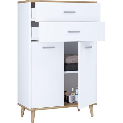 Kommode VCM "Holz Highboard Kommode Schublade Lindas", braun (weiß, honig, eiche), B:60cm T:28cm, Sideboards, Kommode