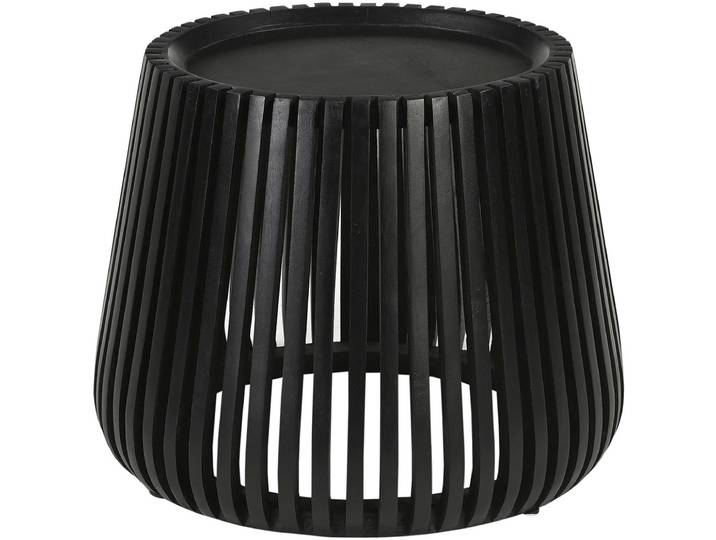 Beistelltisch SIT Zagreb rund aus Mango massiv mit Lamellendesign , schwarz, B:50cm H:46cm T:50cm, Mango massiv, Tische, Beistelltisch, Dekorative Lamellendetails aus massivem Mangoholz