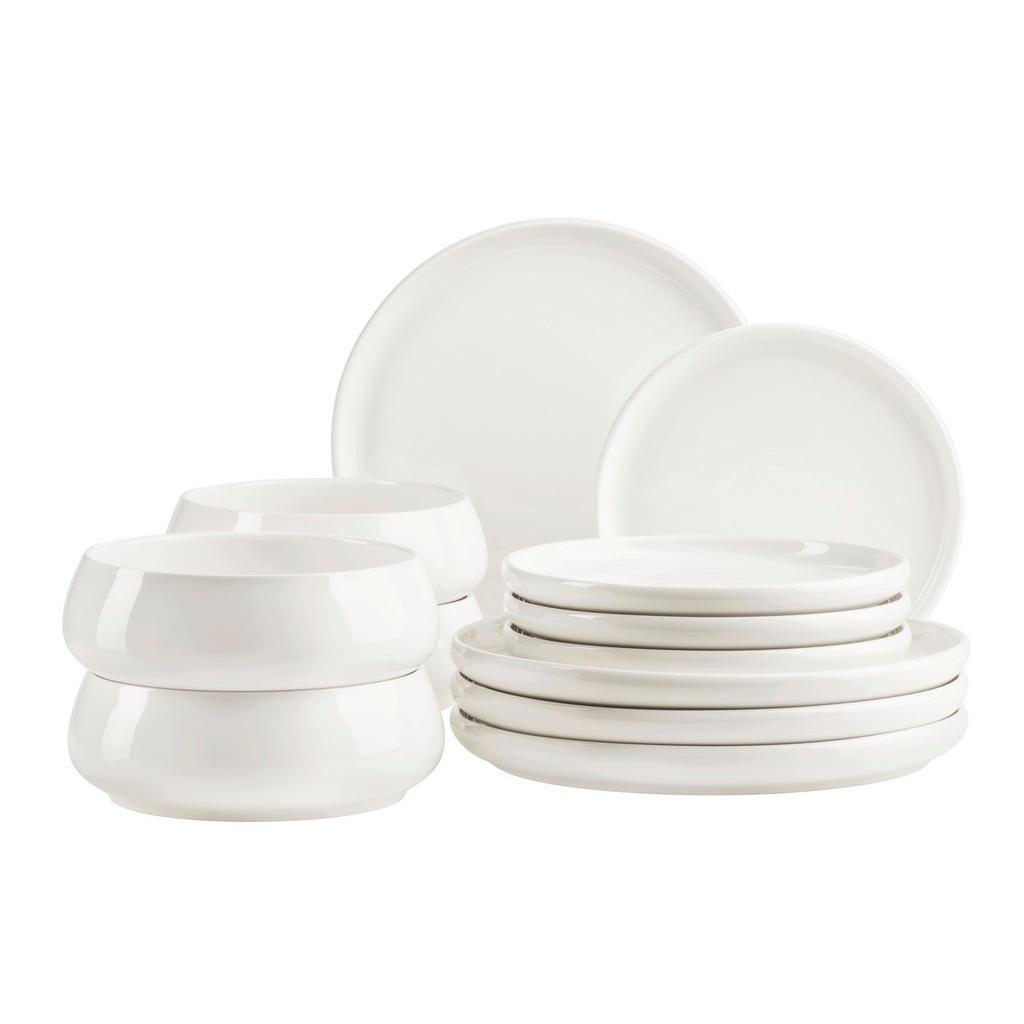 Mäser Tafelservice , Weiss , Keramik , 12-teilig , Geschirr, Geschirr-Sets, Tafelservice