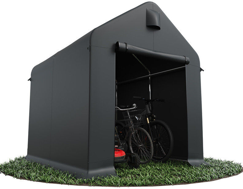 JolyDale 6.2 Ft. W X 7.6 Ft. D Polyethylene Portable Carport Dark Grey 225cm H X 190cm W X 230cm D