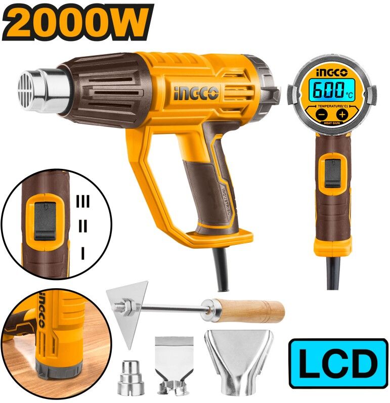 ingco Termosoffiatore Pro 2000 W C/3 Con Display LCD