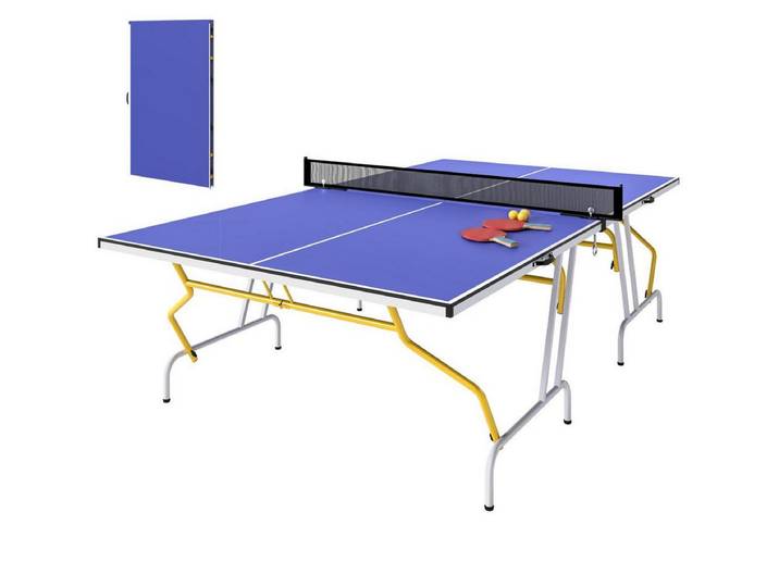FELIXLEO Tischtennisplatte Tischtennisplatte klappbar inkl 2 Schläger 3 Bälle Netz Indoor Blau (1-tlg)