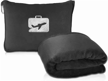 Inspire Curations Portable Folding Flannel Airplane Travel Blanket black 01 50x60in (127x152cm