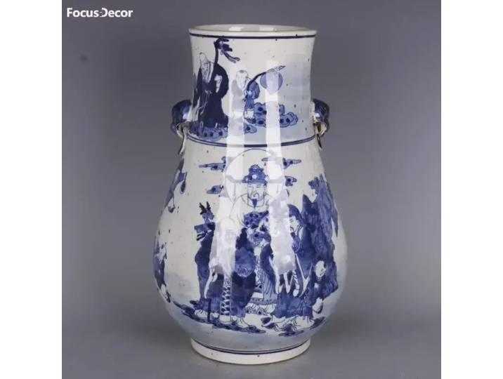 Qing Guangxu – Vase à motif de figurine bleue et blanche, bouteille chinoise en porcelaine Antique, Vases d'ornements de Style chinois pour la maison