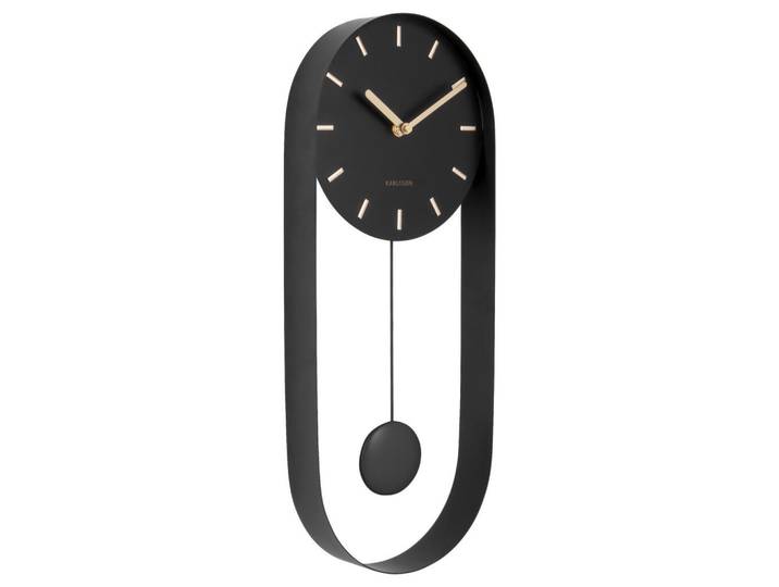 Karlsson Wanduhr Pendulum Charm, Schwarz, Metall, 20x50x5 cm, Dekoration, Uhren, Wanduhren
