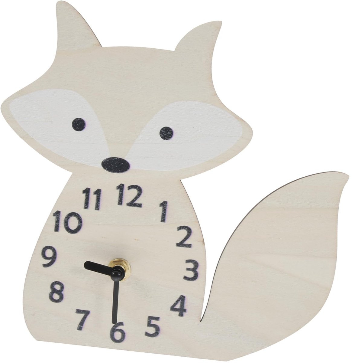 Allecto Vosvormige Wandklok voor de Kinderkamer met Houten Trim