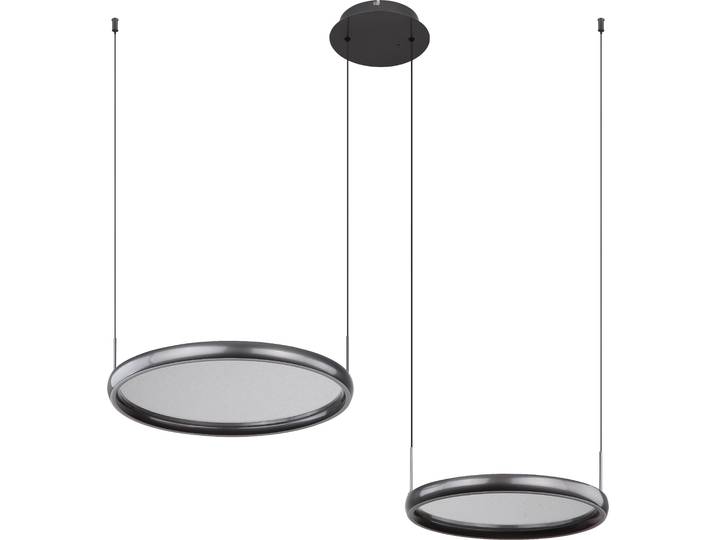 Suspension LED\, noir\, intensité lumineuse variable\, télécommande\, H 150 cm
