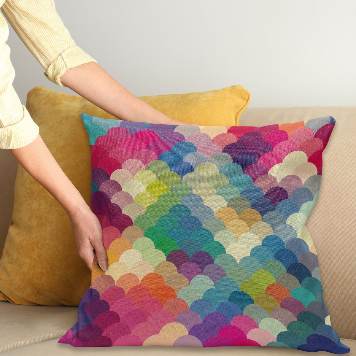 ABAKUHAUS Abstract Kussenhoes Retro Scales, Meerkleurig, 60 x 60 cm