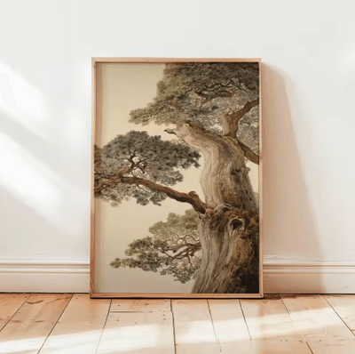 Inspire Picks Japanese Crane Ukiyo e Poster Vintage Red Sun Traditional Wall Art 5 30x40cm Unframed
